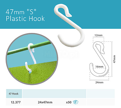 GANCHO EN “S” DE PLASTICO 47mm