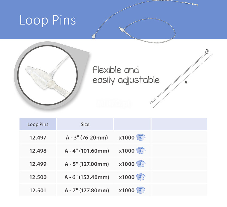 Pack 100 Loop Pins Plastic Ball 12,70 CM