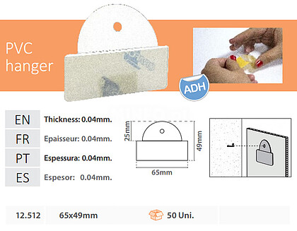 HANGER ADHESIVE TRANSPARENT PVC 0,04MM