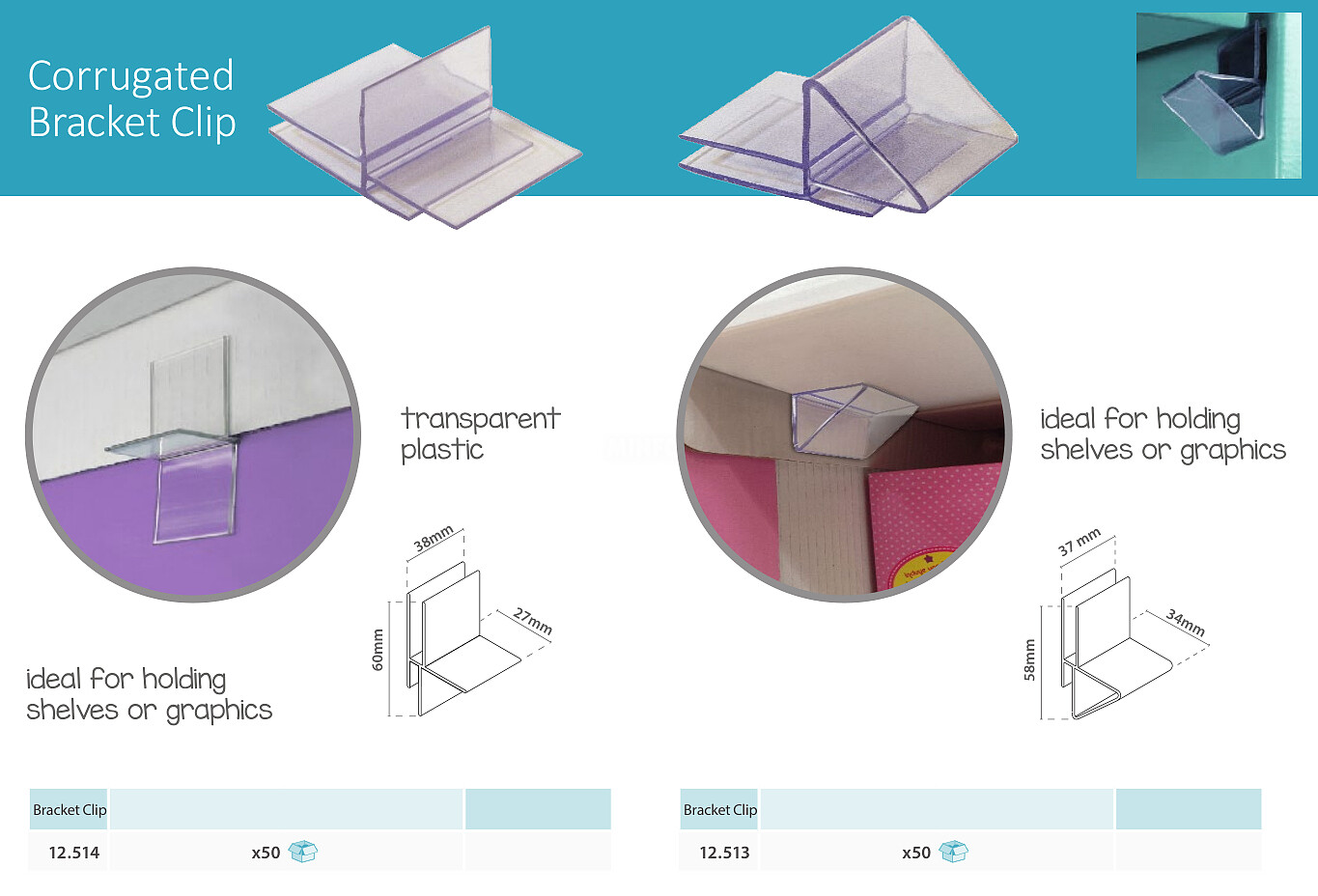 Corrugated Bracket Clip Angled. Thickness Capacity 3MM