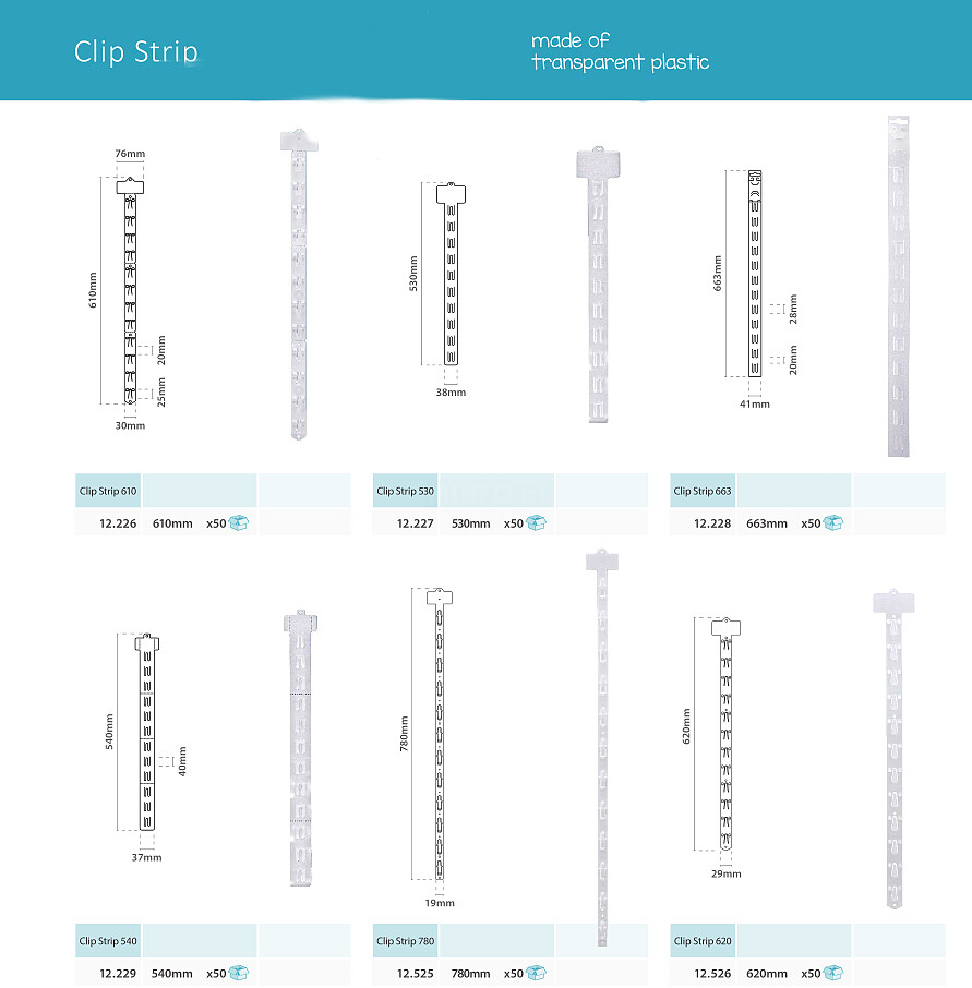 CLIP STRIP 780mm largo x 20mm ancho