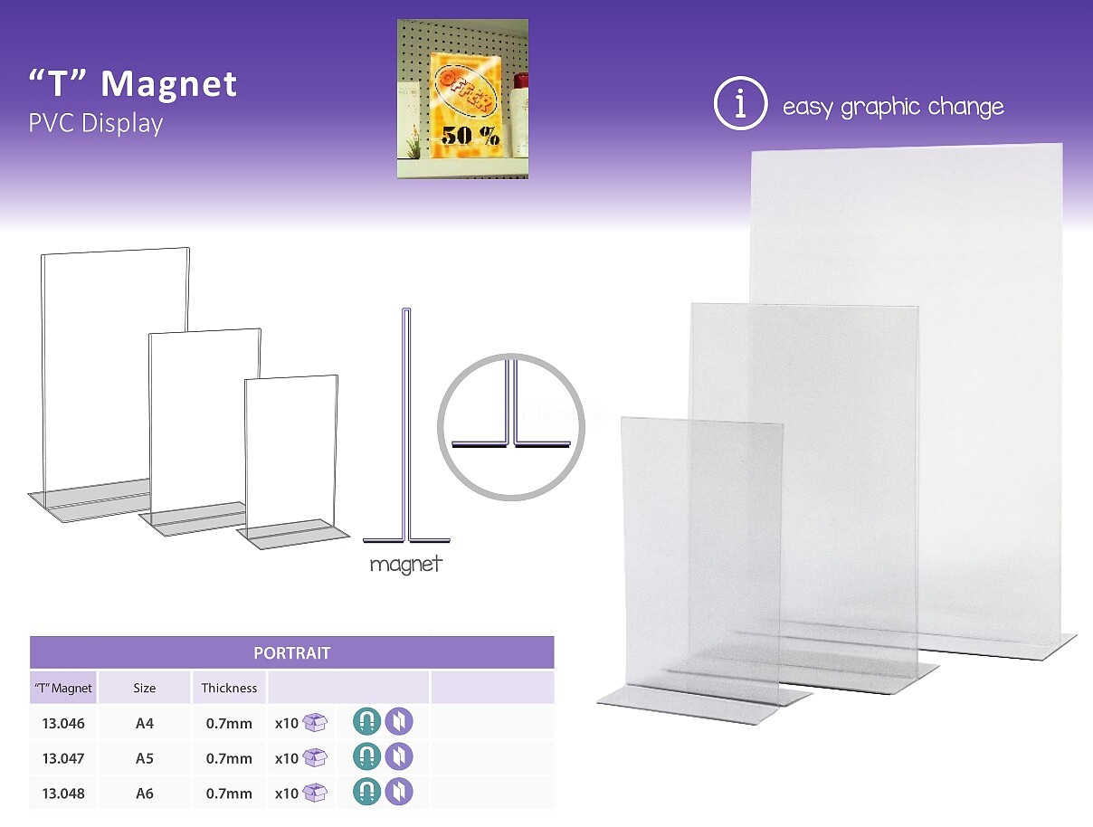 PORTAGRAFICA PVC EN “ T ” A6 ( Venda Multiplos 10 uni )