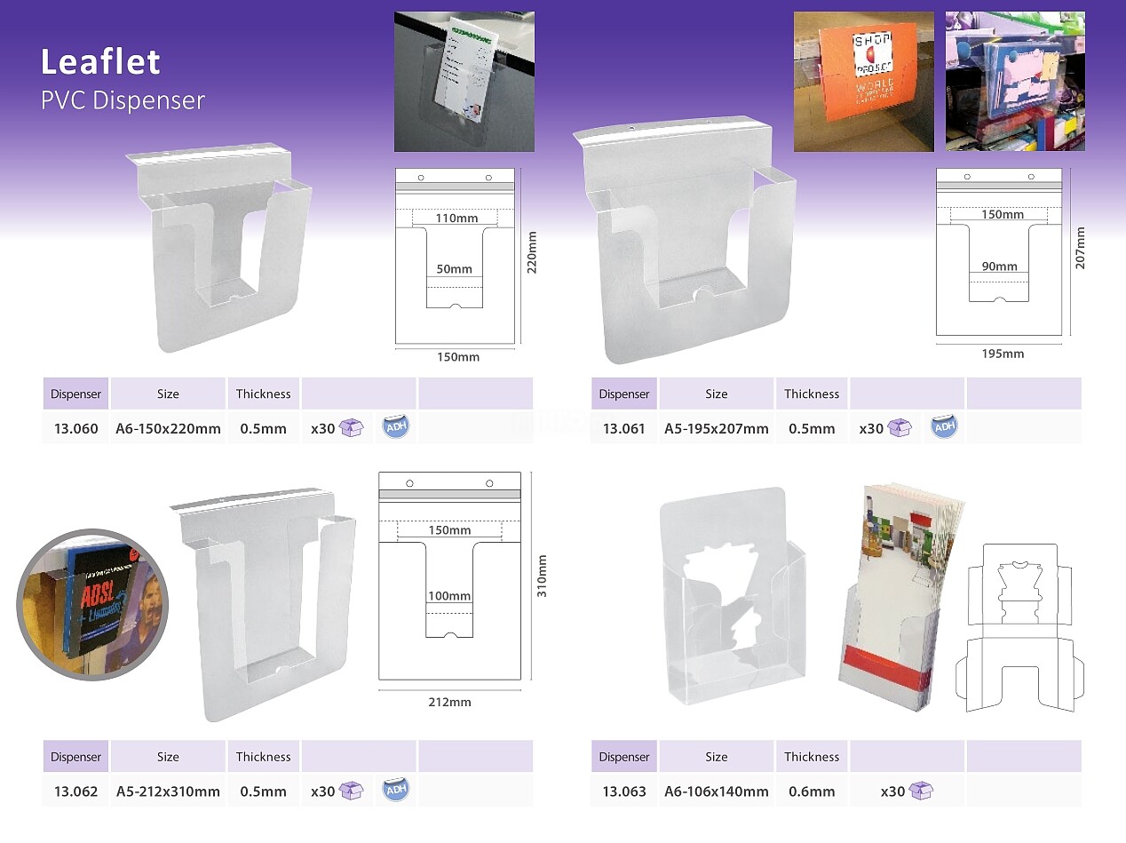 PORTAFOLLETOS PVC EN PLANO ( Venda Multiplos 10 uni )