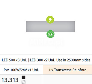 KIT COMPLETO TEXFIX FRAME 100*20,5mm. DOUBLE SIDED WITH LIGH...