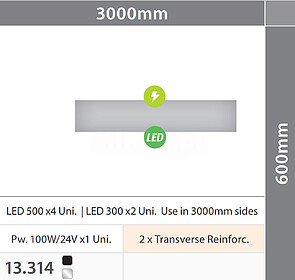 KIT COMPLETO TEXFIX FRAME 100*20,5mm. DOUBLE SIDED WITH LIGH...