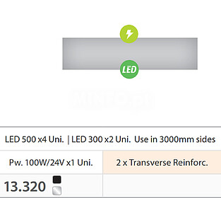 KIT COMPLETO TEXFIX FRAME 100*20,5mm. DOUBLE SIDED WITH LIGH...