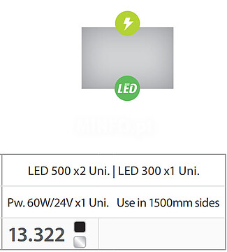 KIT COMPLETO TEXFIX FRAME 100*20,5mm. DOUBLE SIDED WITH LIGHT 1000x1500 mm