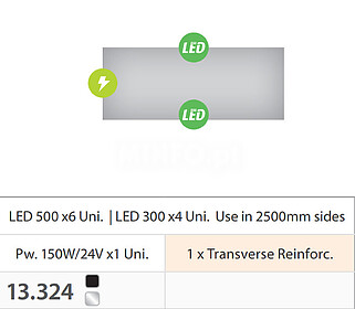 KIT COMPLETO TEXFIX FRAME 100*20,5mm. DOUBLE SIDED WITH LIGH...