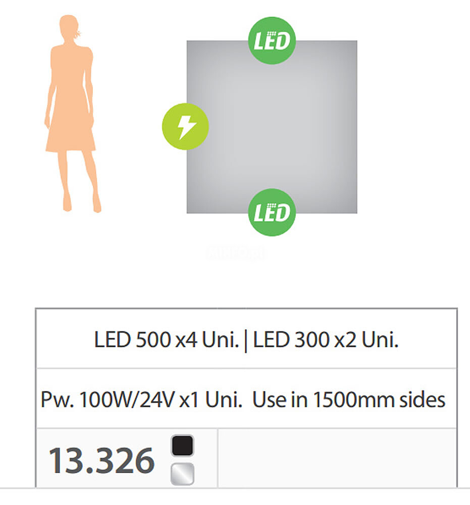 Kit Completo Texfix Frame 100*20,5mm. Double Sided with Light 1500x1500 mm