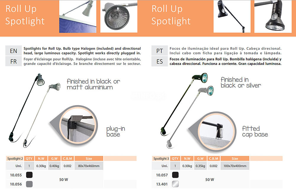 Foco de Luz Roll UP Cinzento