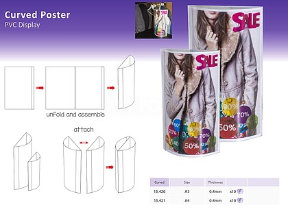 PORTA IMPRESSÃO DE PVC “CURVE” POSTER DISPLAY 4mm. A4