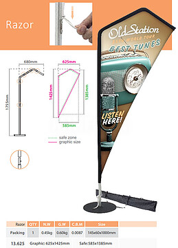 FLYING BANNER RAZOR. SIZE 63*140