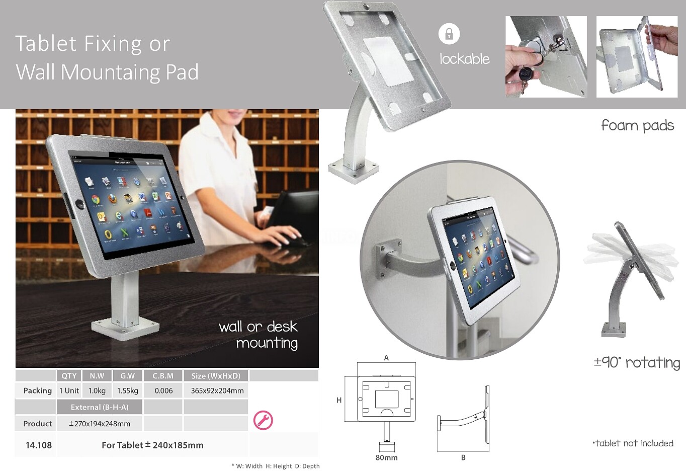 Table Fixing OR Wall Mounting Pad