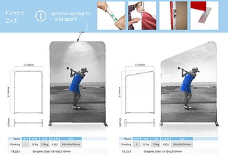 TENSION FABRIC DISPLAY KAYES 2x3 STRAIGHT “TOP ANGLED”