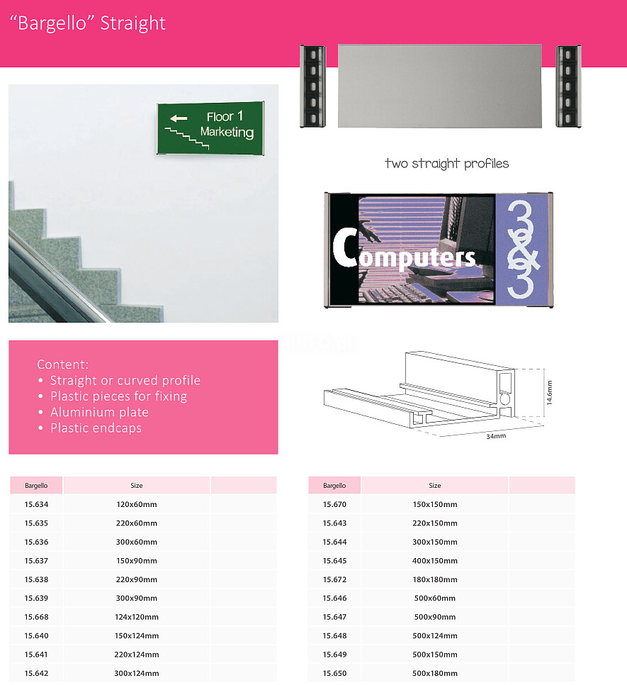 Sistema Informativo a Parede : 124x300mm pag392 cat2010