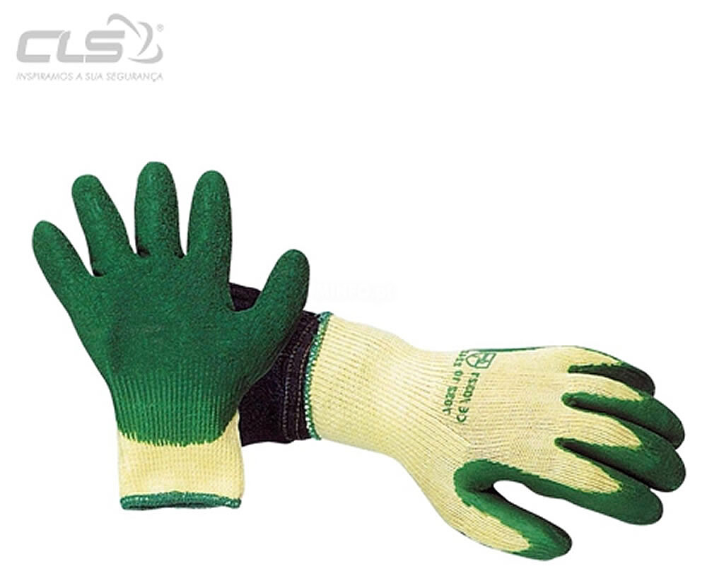 LUVA LATEX VERDE C/ SUPORTE ALGODAO (7032) ( venda multiplos 12 ) pag.50