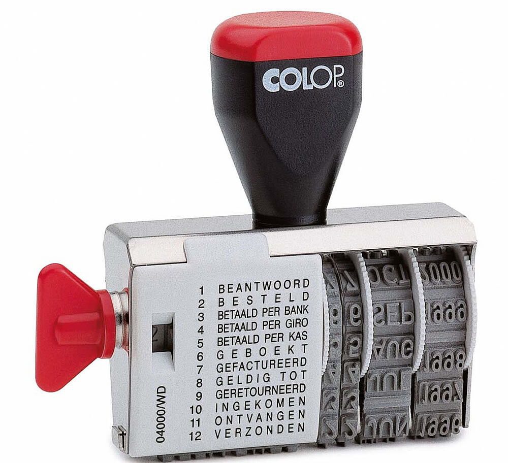 Datador Colop Banda c/mensagens ( altura x 4mm) : Não personalizável
