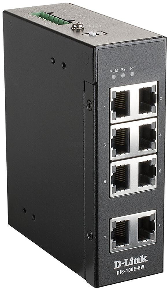 Switch não gerido de 8 portas com 8 portas 10/100 BaseT(X) DIS-100E-8W
