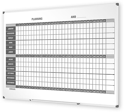 Quadro Planning Anual 90x120 Porcelana Branca - Português