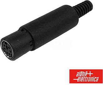 G-42-70 : FICHA MINI DIN 6P FÊMEA PVC P/ SOLDAR