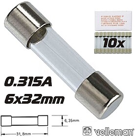 G-6FF0.315N : FUSE 6.35 x 32mm FAST 0.315A (10pcs/box)