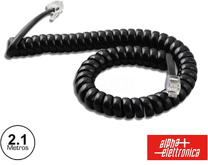 G-94-720NA : CABO DE TELEFONE 4P4C ESPIRAL MODULAR PRETO 2.1M