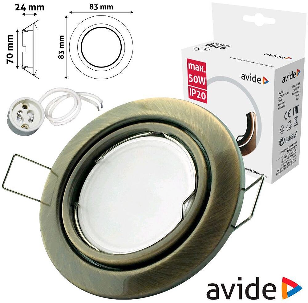 Aro Redondo Ajustável Cónico Cobre P/ MR16-GU10 AVIDE G-ABGU10F-CS-CO