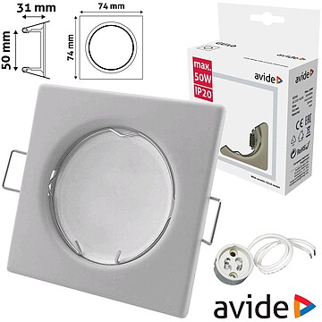 G-ABGU10F-S-W : ARO QUADRADO FIXO BRANCO P/ MR16-GU10 AVIDE