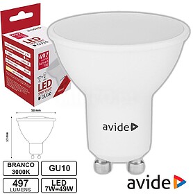 G-ABGU10WW-7W-AP : LÂMPADA LED GU10 SPOT 7W 230V 3000K 497L...