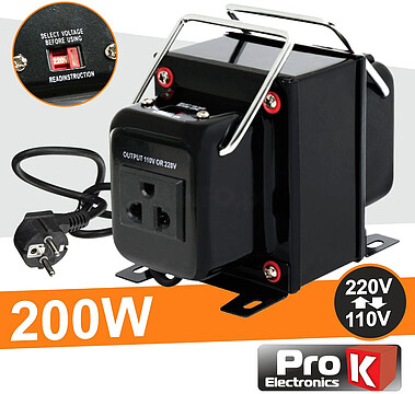 G-CONV200W : ALIMENTADOR 110V-220V/ 220V-110V 200W PROK