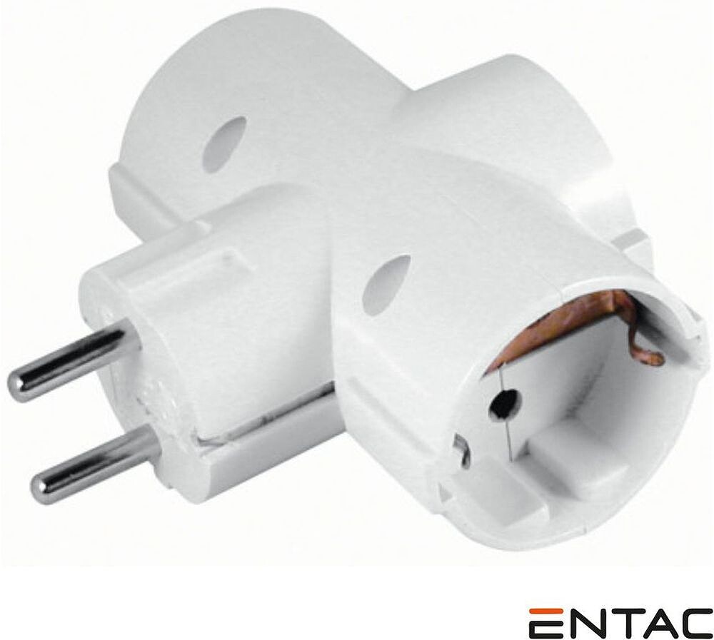 Tomada Elétrica c/ 3 Saídas Branco ENTAC G-EPAG-T3EE