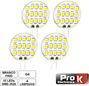 G-LL01CW/4 : LÂMPADAS (4X) 15 LEDS 3528 SMD G4 BRANCO FRIO ...