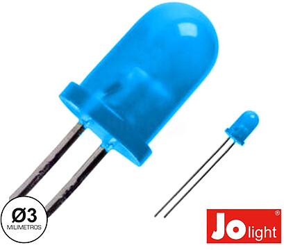 G-LL0340B-D : LED 3MM AZUL DIFUSO INTERMITENTE JOLIGHT