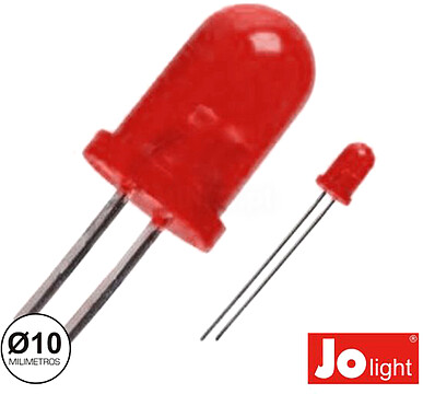 G-LL1010R-D : LED 10MM ALTO BRILHO VERMELHO DIFUSO JOLIGHT