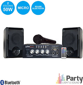 G-PARTY-KA100 : CONJUNTO KARAOKE AMPLIFICADOR 2X50W 2 COLUNA...