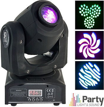 G-PARTY-SPOT7 : MOVING HEAD MINI 1 LED CREE BRANCO 10W GOBO DMX MIC PARTY