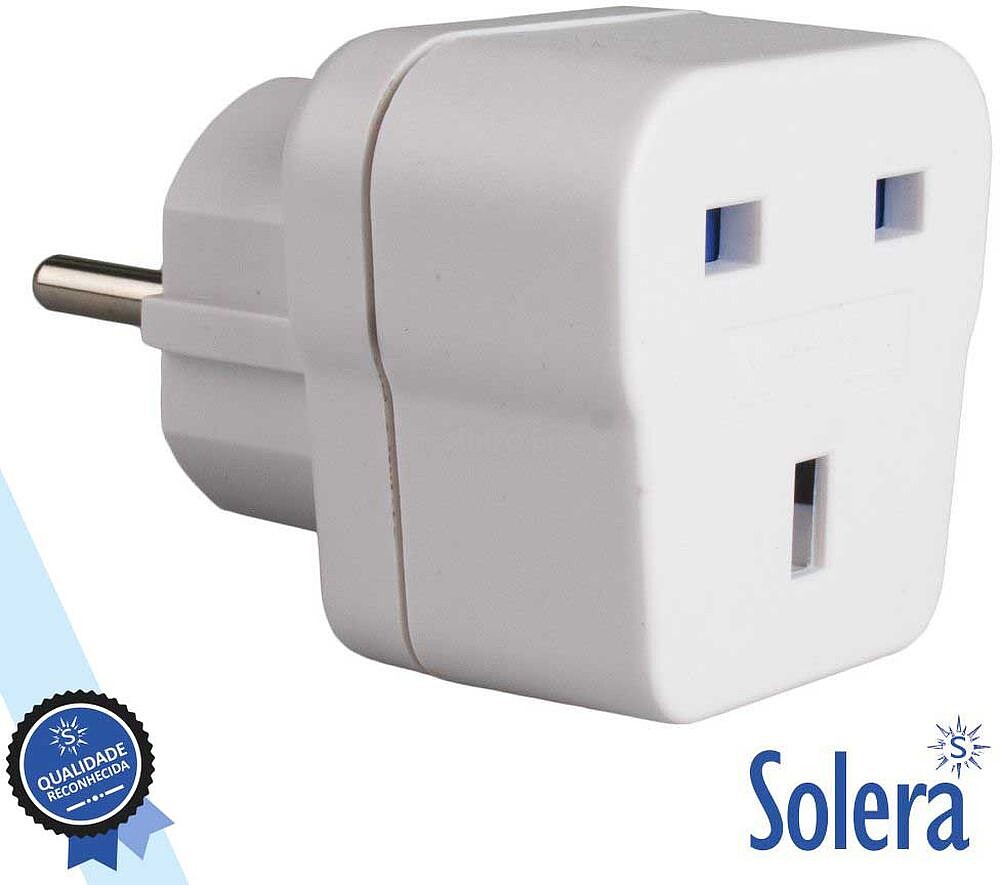 Ficha Adaptadora Viagem Schuko/ Inglesa 16A Solera G-SLR-AV1