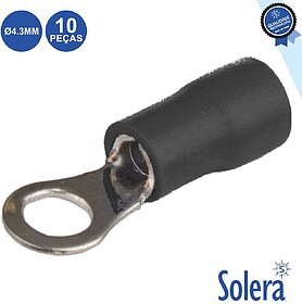 G-SLR-TR24 : TERMINAL REDONDO ISOLADO 4.3MM 10X PRETO SOLERA