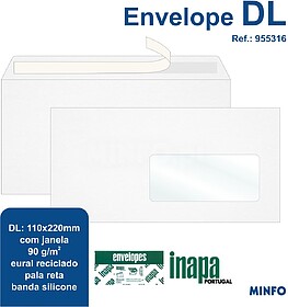 525 : ENVELOPES EURAL C/JANELA DL RECICLADO PALA RECTA FITA ...