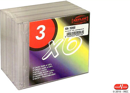 Arquivador 2 CD&rsquo;s preto/ transparente Kepler (10) Caixa de CD&rsquo;s múltiplos KEPLER