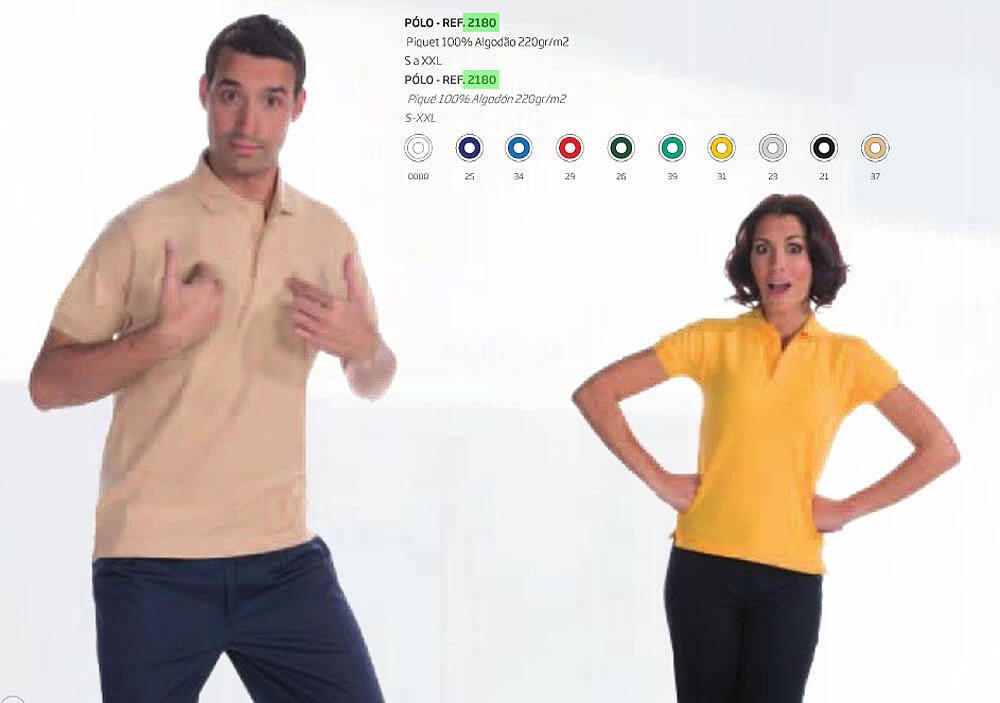 Polo em malha piquet 220gr de algodão : Branco + Cor