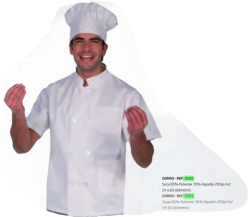 Gorro cozinheiro em sarja poliester-algodão : Branco