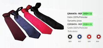Gravata em cetim-poliester : Cores Várias