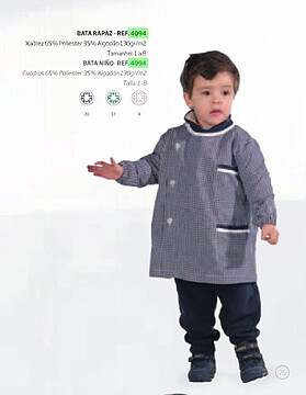 Bata rapaz em xadrez poliester-algodão : Cores Várias