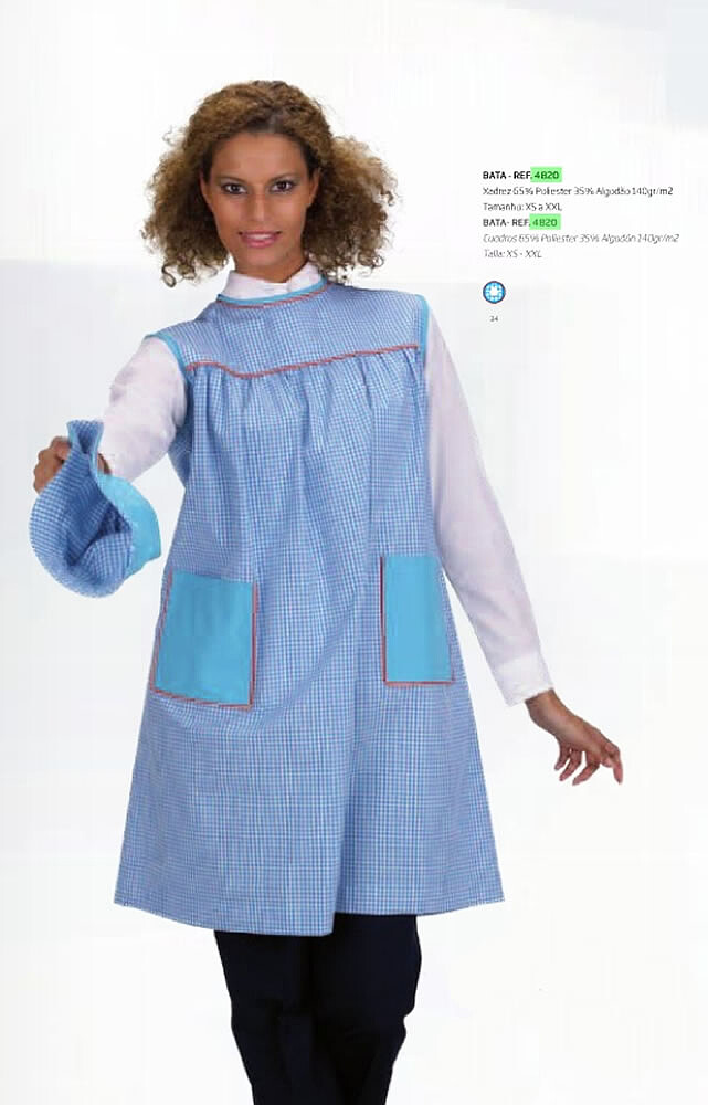 Bata educadora em xadrez poliester-algodão : Cores Várias