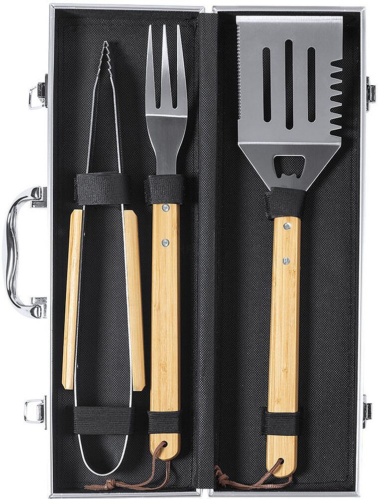 Set Churrasco Lenvit Bambu/ Aço Inoxidável 3 Acessórios 1111
