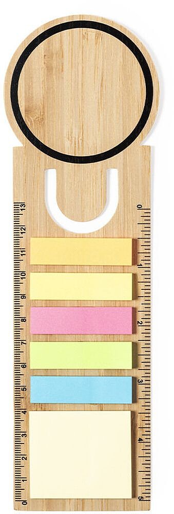 Régua Marcador de Livro Tecin Bambu 25 Notas Adesivas 4 x 4,5 cm. 125 Mini Notas Adesivas 1,2 x 4,4 cm 1295