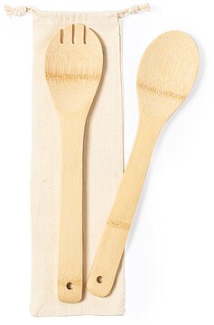 Set Salada Berter Bambu 2 Peças. Bolsa Algodão 1694