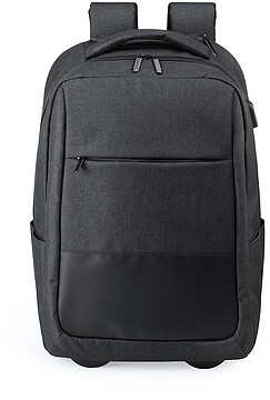 Mochila Trolley Haltrix Poliéster 300D Conexão USB. Bolso Acolchoado para Portátil. Alças Acolchoadas 6047