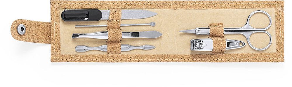Set Manicura Treisy Cortiça Natural 6 Acessórios 6983